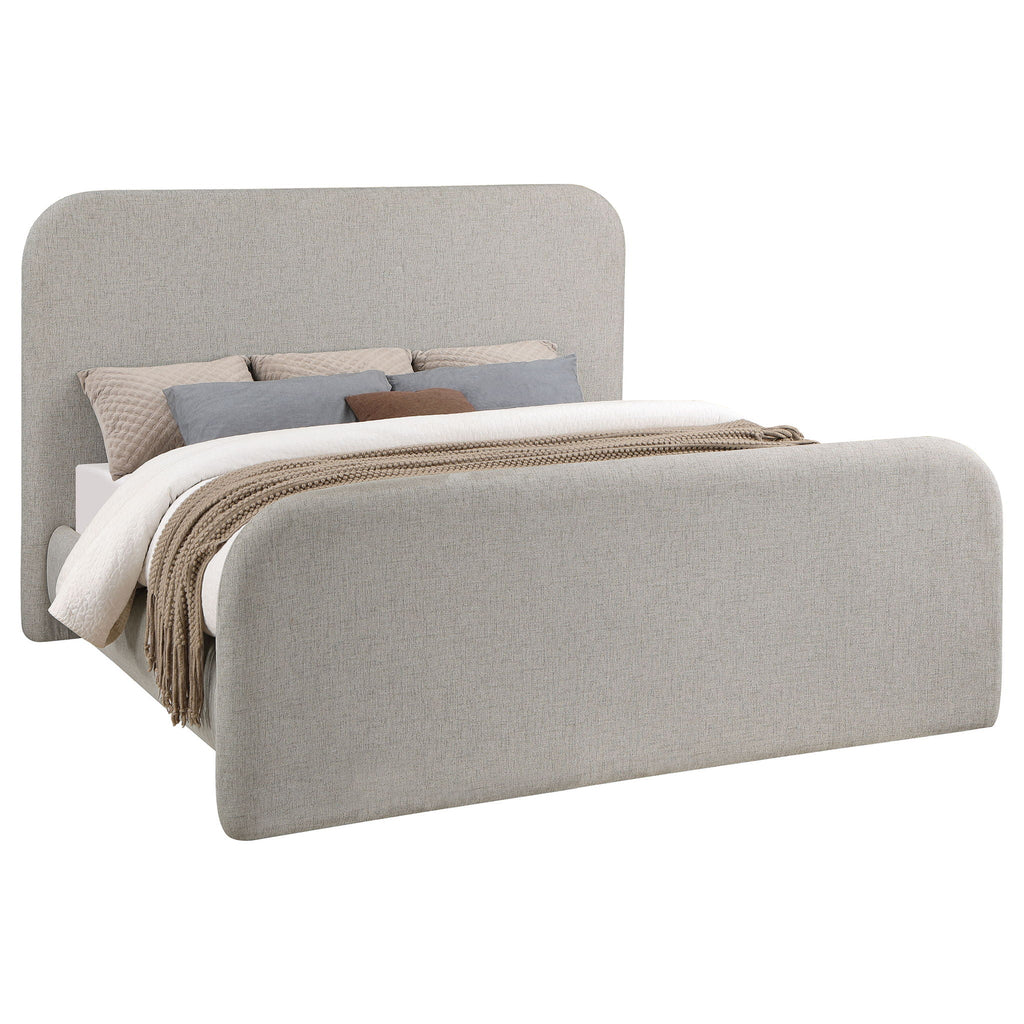 Wren Upholstered Panel Bed — King / Grey