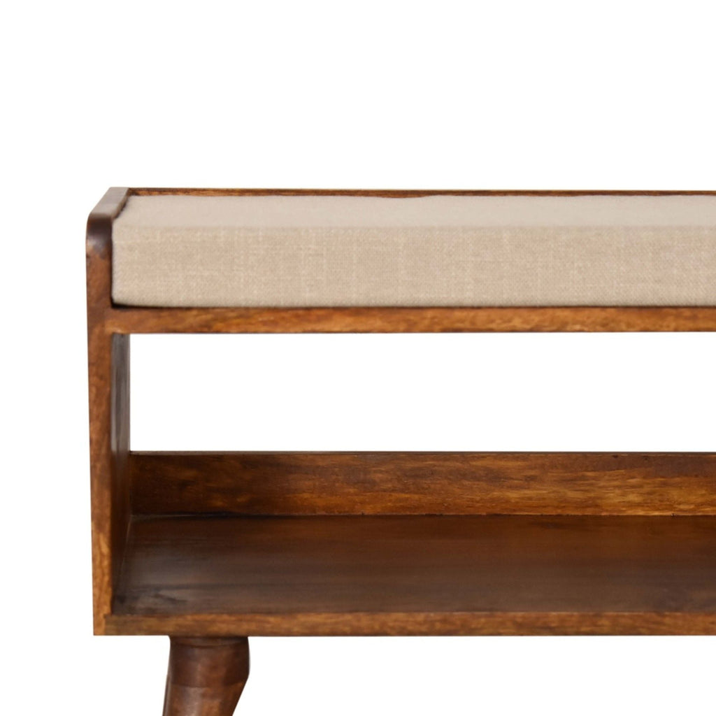 Mango Wood Upholstered Bench