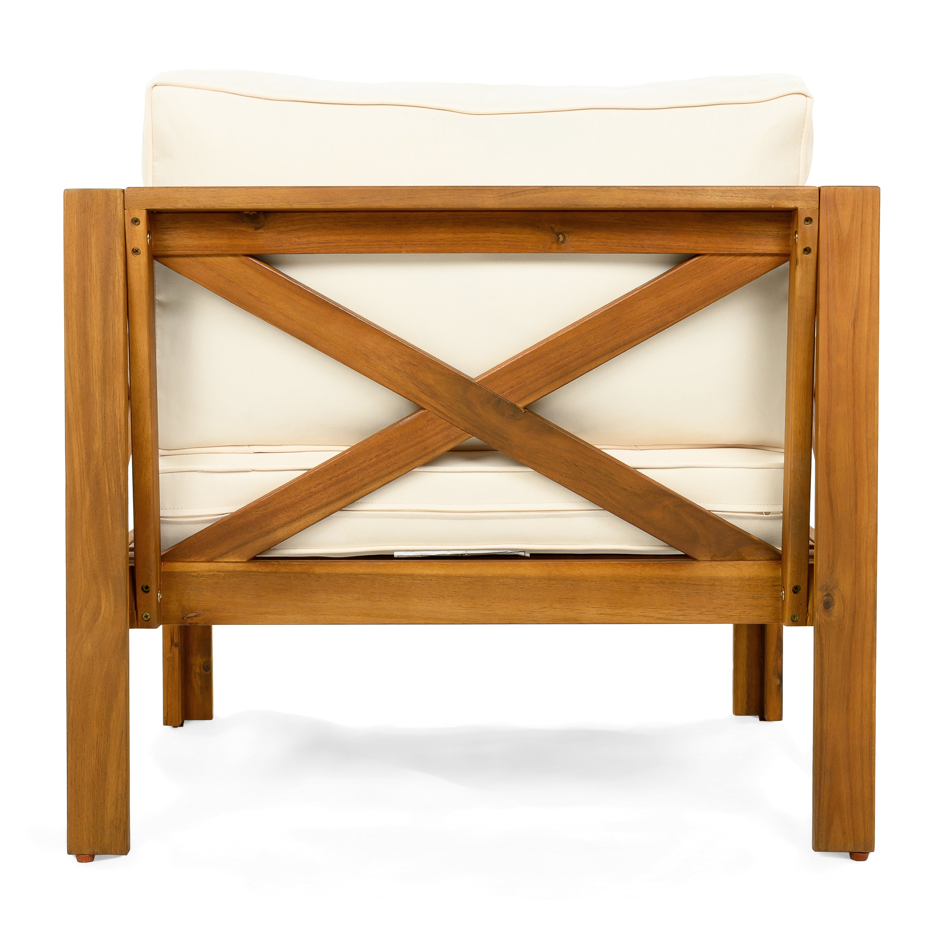 Outdoor Acacia Wood Club Wooden Armchair with Cushions (Set of 2)