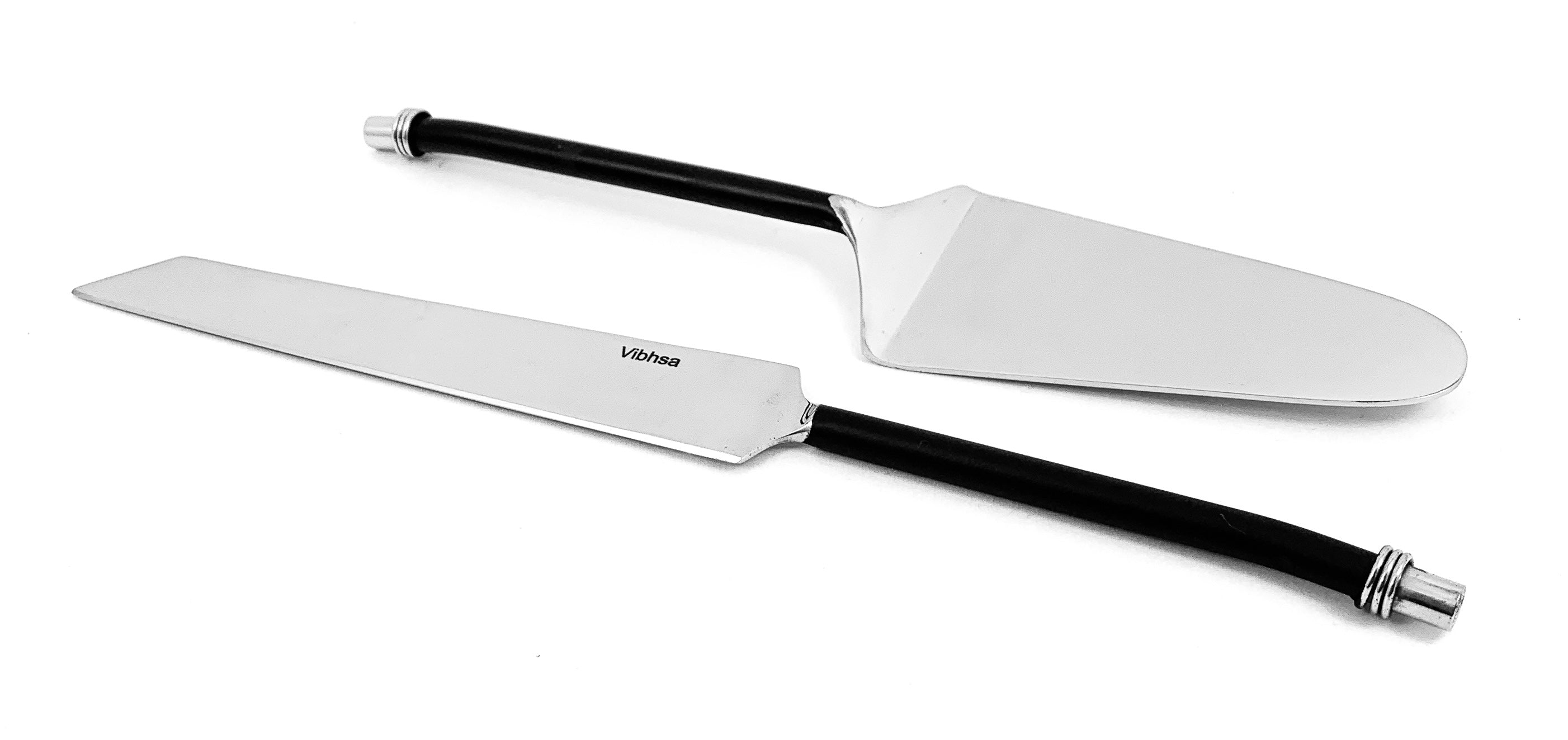 Cake Cutting & Serving Set with Forks (Black, Twisted Handle)