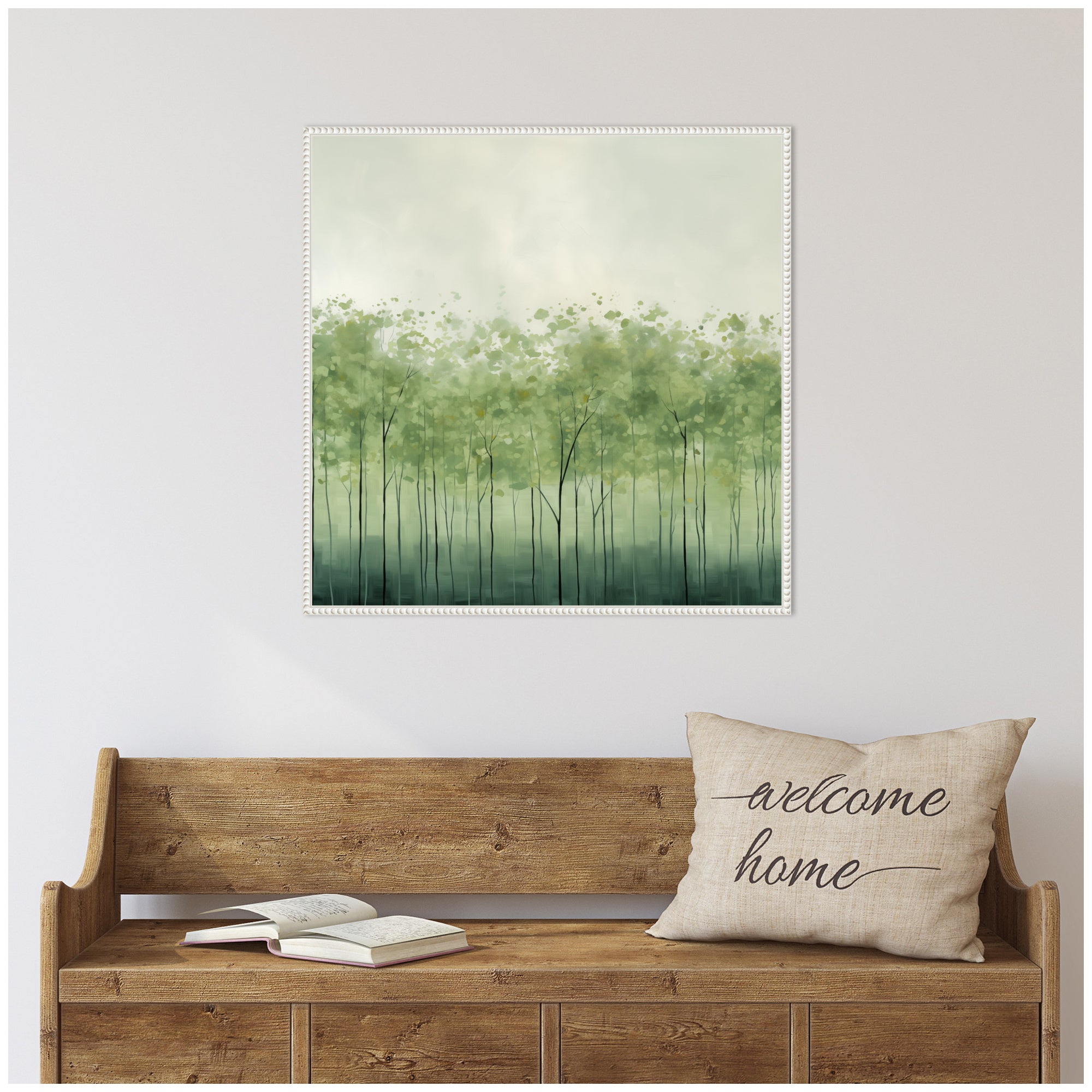 Abstract Green Trees by The Creative Bunch Studio Framed Canvas Wall Art Print