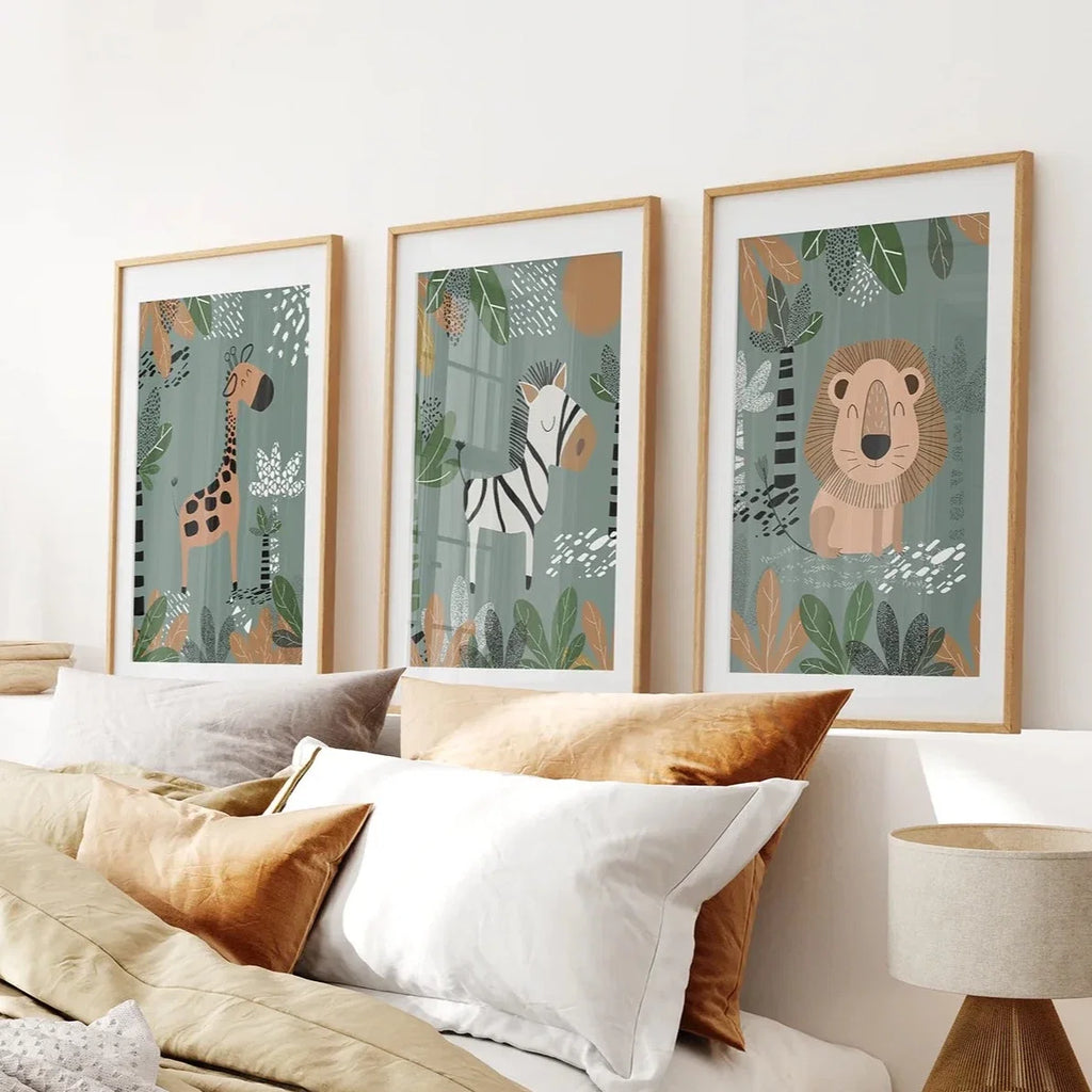 Classic Safari Nursery Wall Art Set