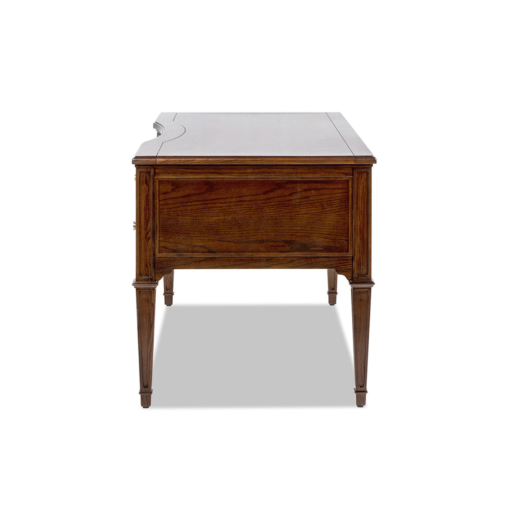 Dauphin Five-Drawer Executive Desk — Dark Walnut & Gold