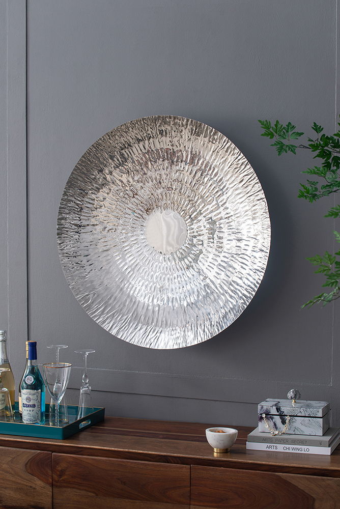 Textured Silver Disc Wall Décor — Set of 3