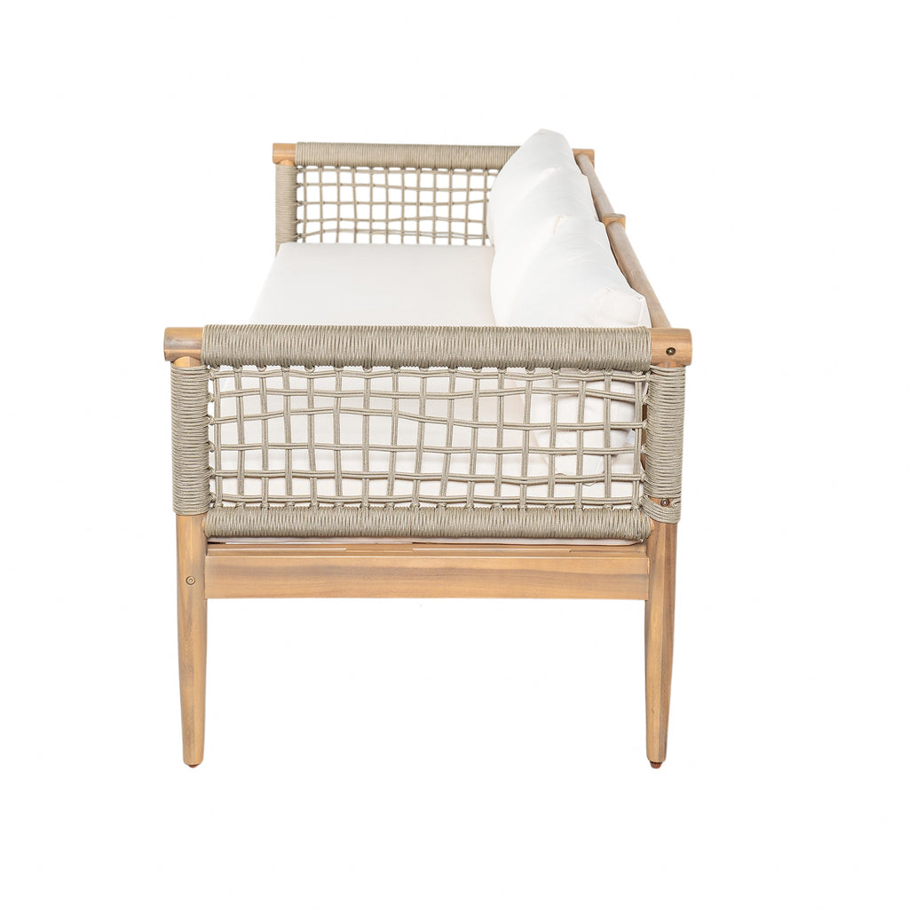 Acacia & Rope Outdoor Sofa — Taupe