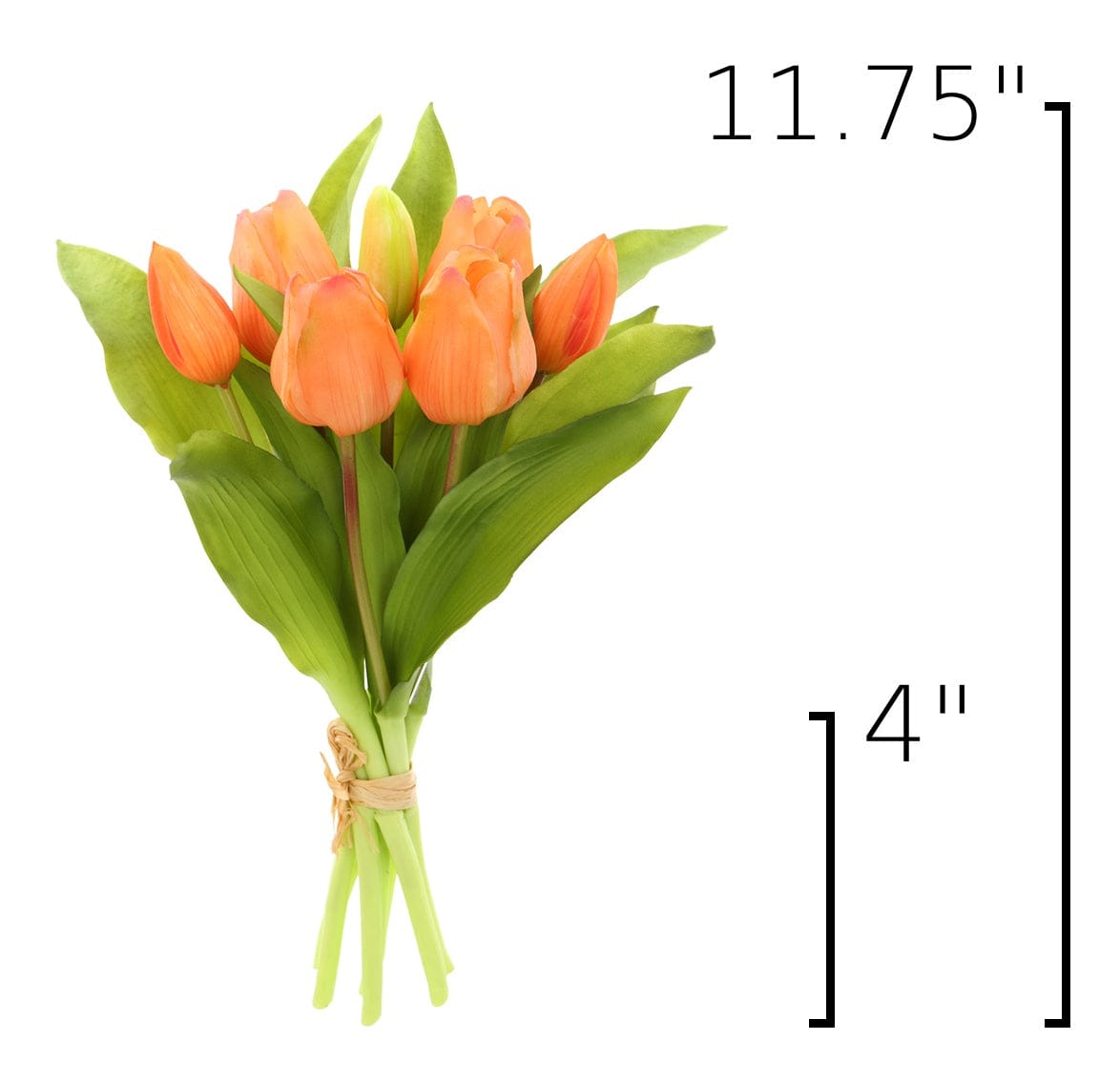 11.75" Faux Real Touch Orange Sorbet Tulip Stem Bundle
