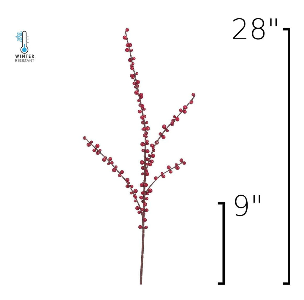 28" Faux Outdoor Red Berry Stem