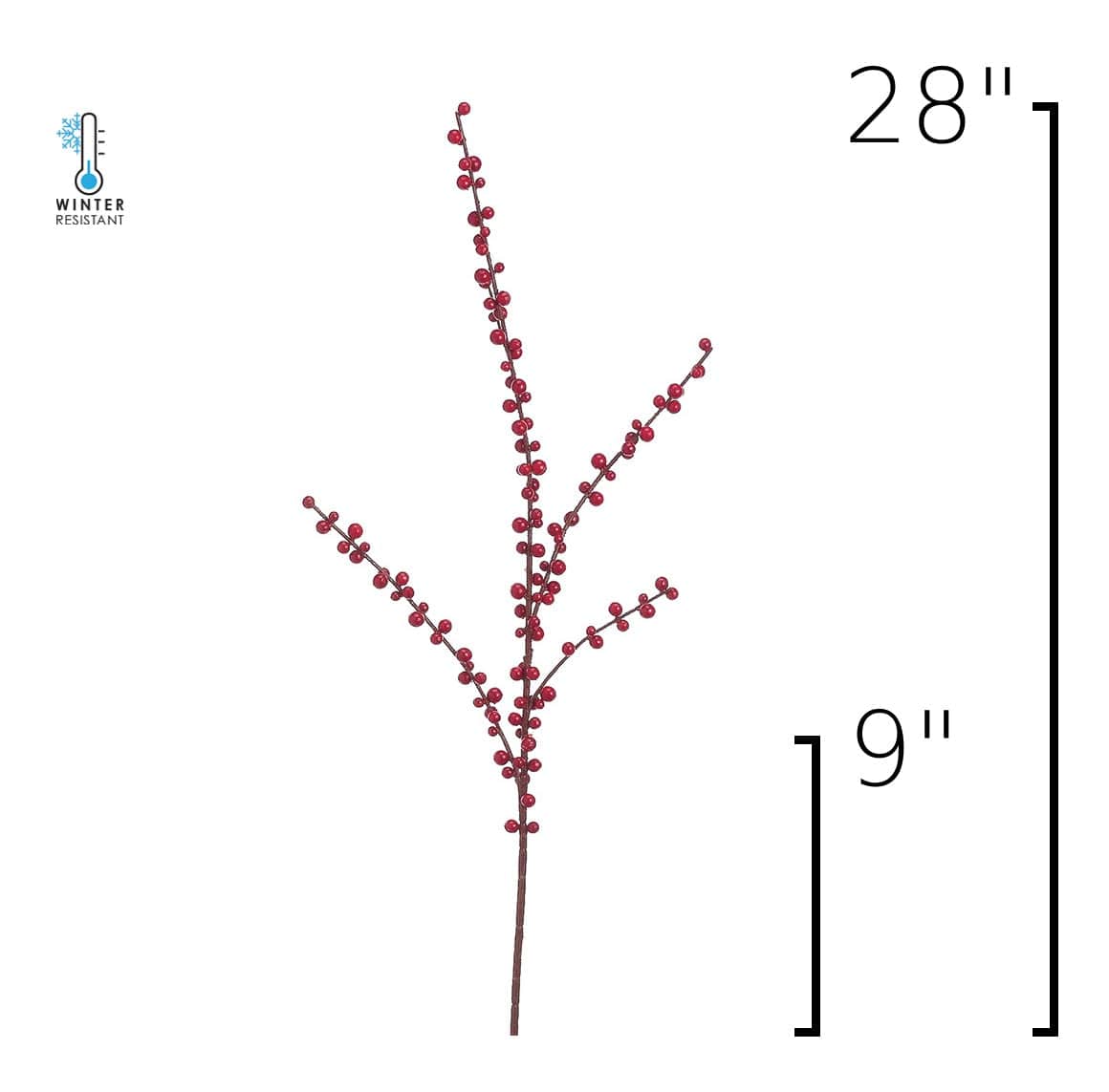 28" Faux Outdoor Red Berry Stem