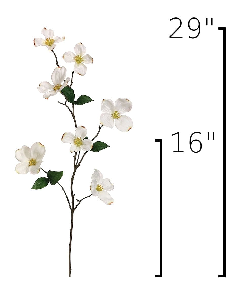 29" Faux Dogwood Branch Stem White
