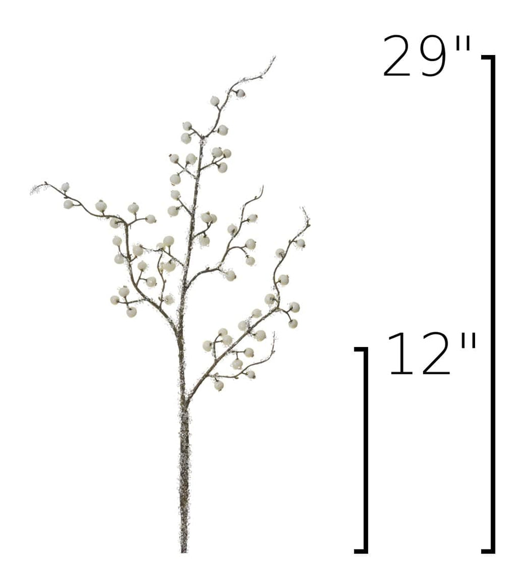 29" Faux Iced White Berry Stem