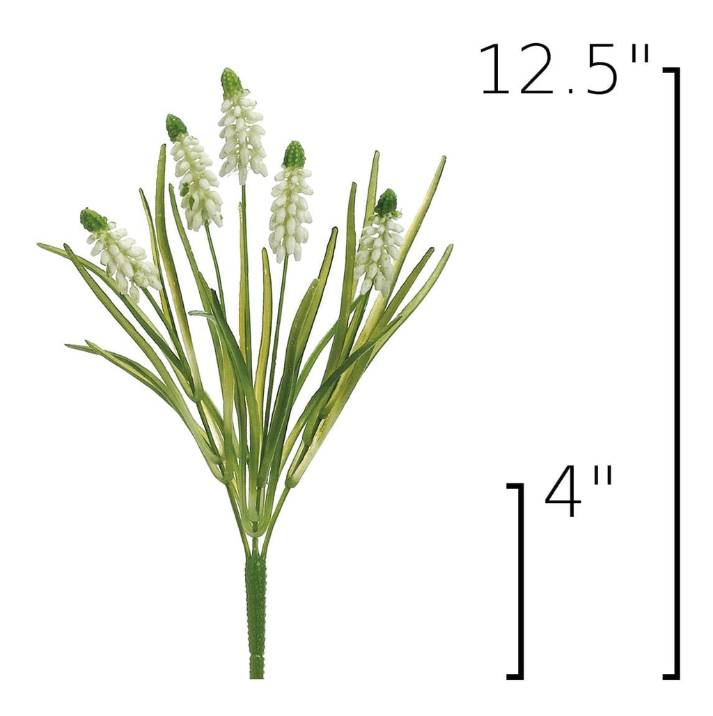 12.5" Faux White Muscari Bush Grape Hyacinth