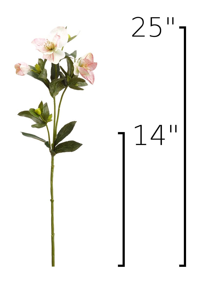 25" Faux Helleborus Stem Pink / Green