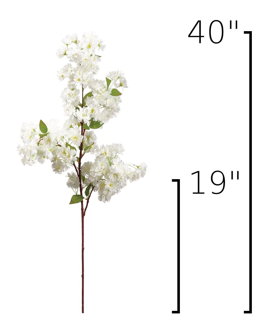 40" Faux Cherry Blossom Branch Stem Cream