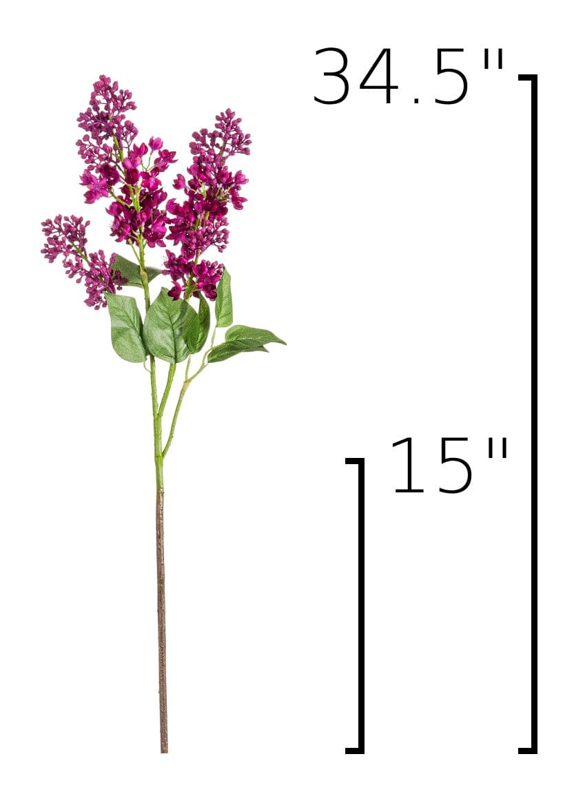 34.5" Faux Vibrant Pink/Purple Lilac Stem
