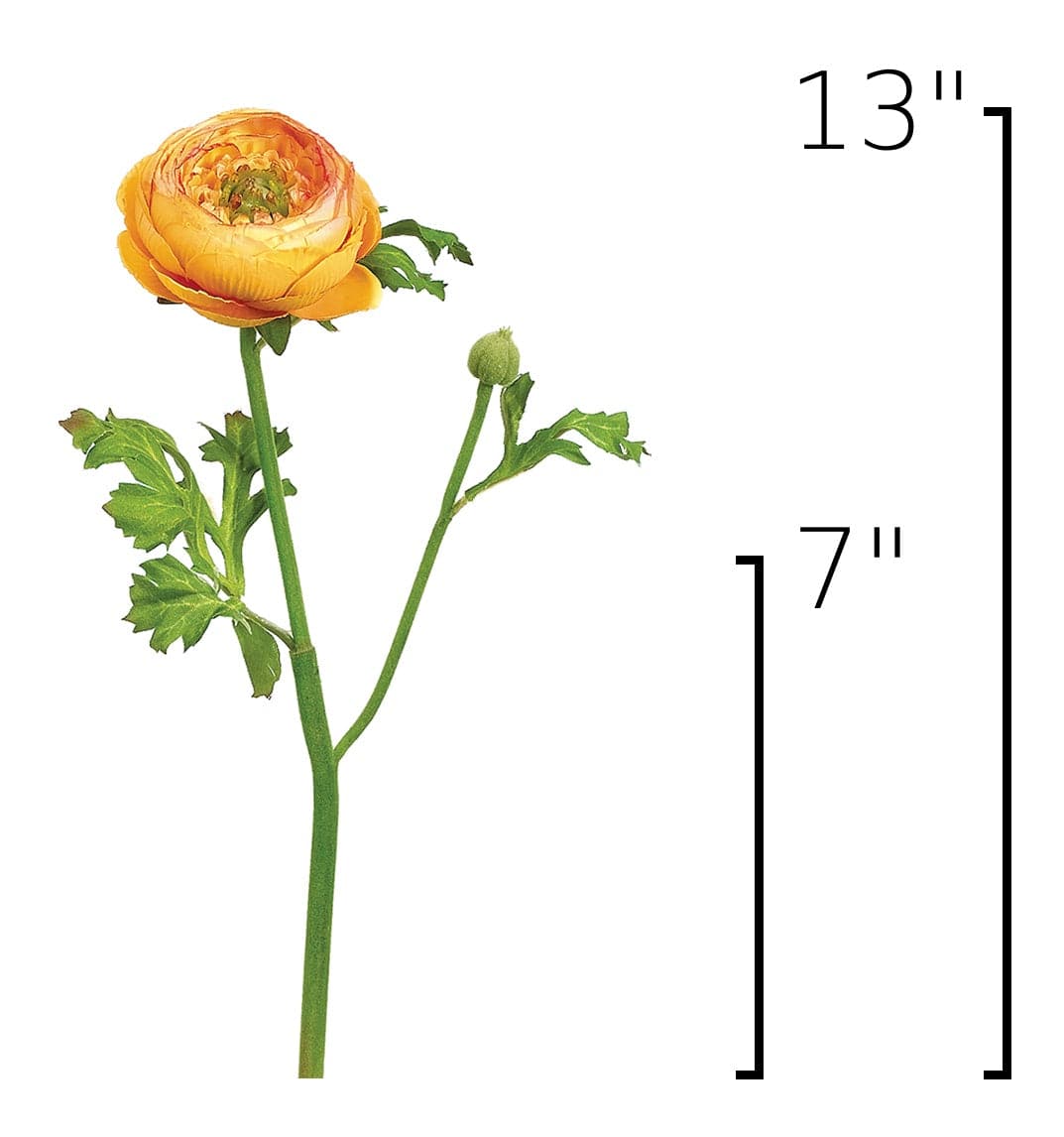 13" Faux Yellow Gold Ranunculus Stem