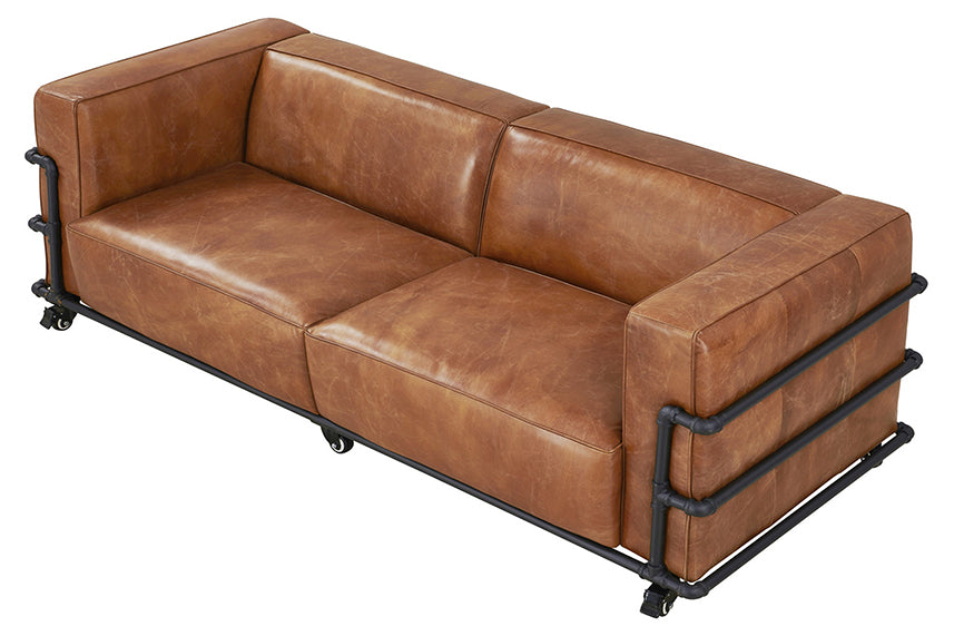Henry Industrial Modern Leather Sofa (2 Colors Available)