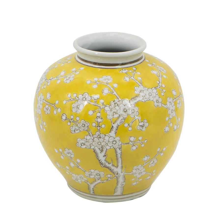 Yellow & White Curved Plum-Blossom Vase