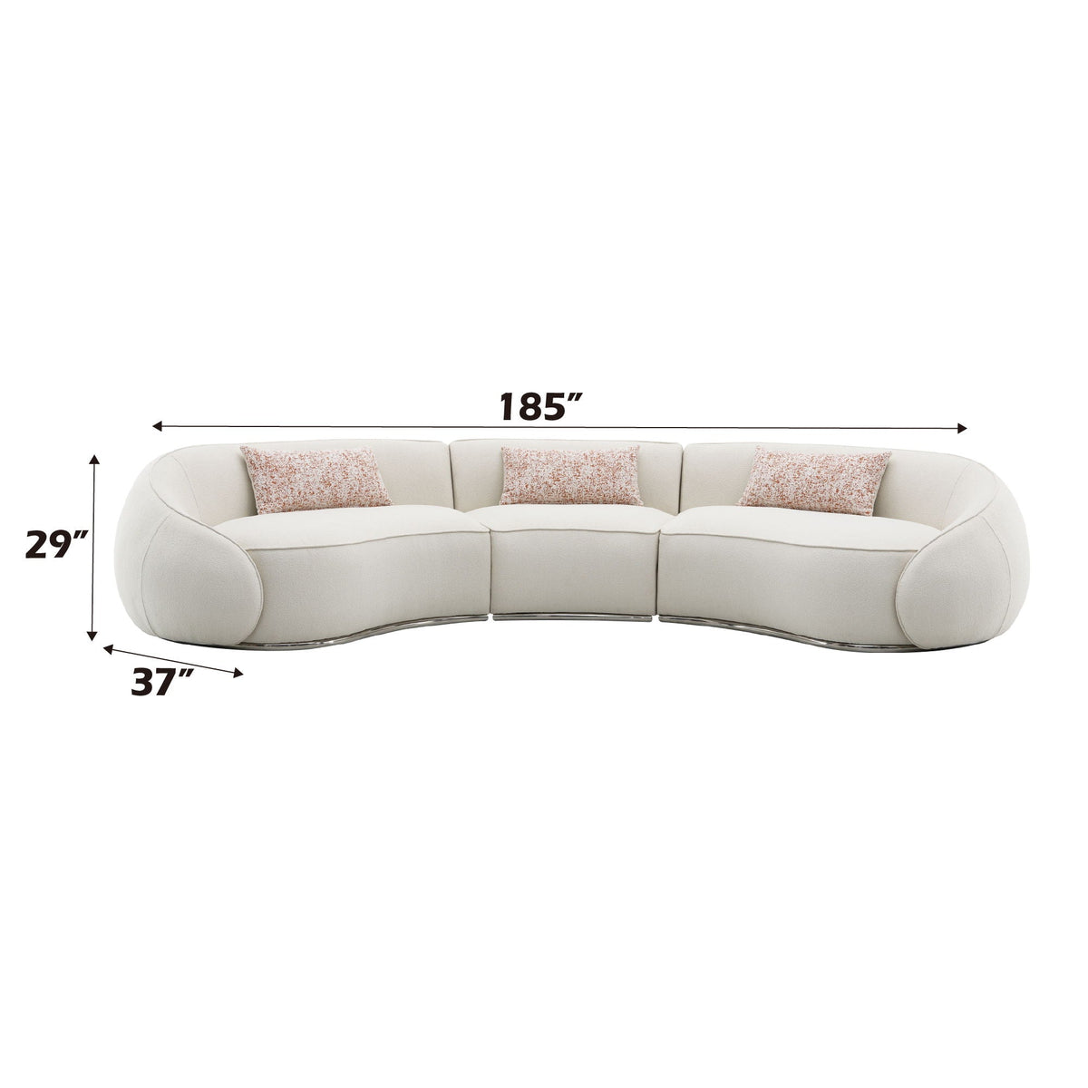 Bouclé Sectional Sofa with Stainless Steel Base — Beige