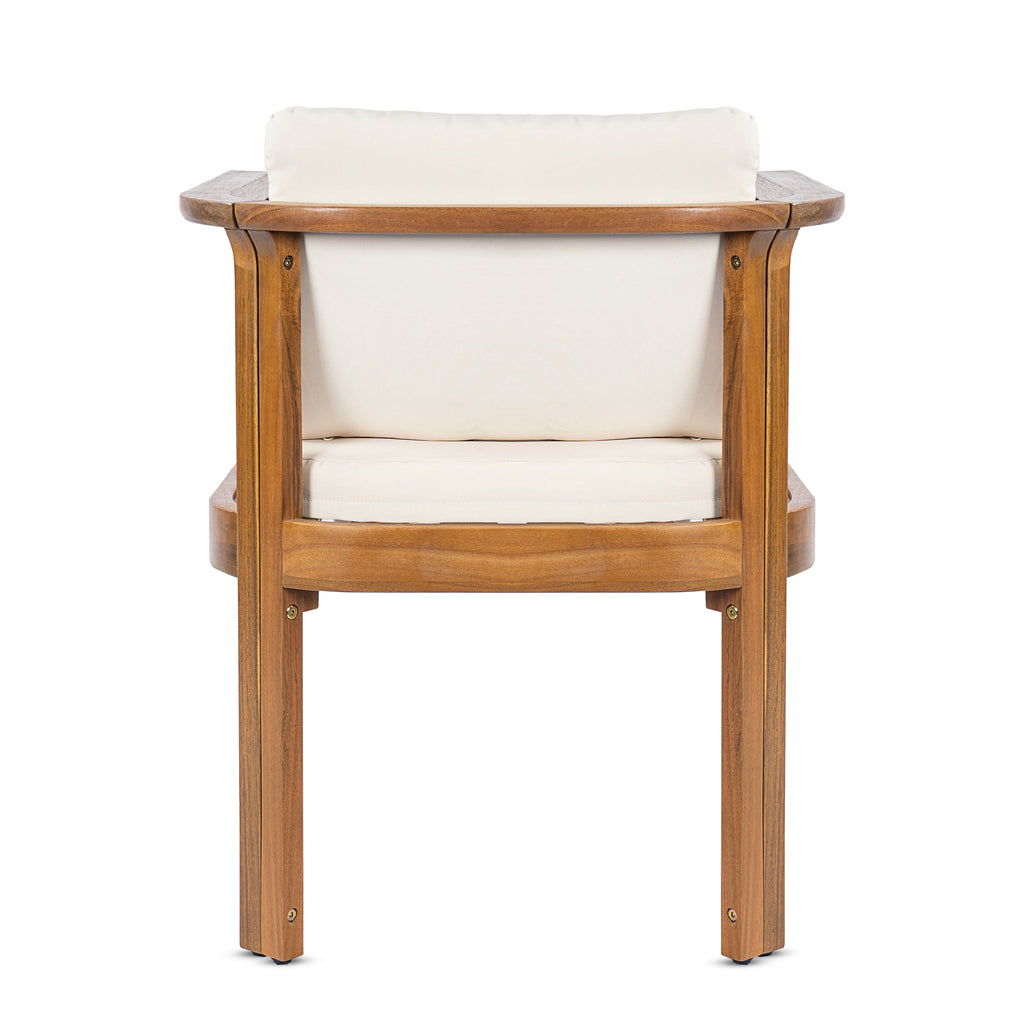Outdoor Dining Chair Set of 4 with Curved Acacia Wood Arms