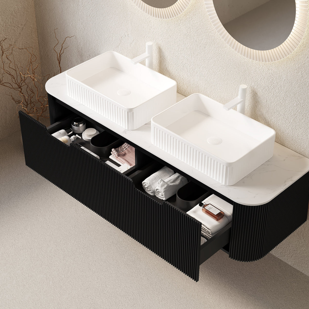 Dina 60-Inch Bathroom Vanity with Ceramic Basin