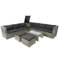 All-Weather Wicker Patio Sectional Set with Storage — 8-Piece