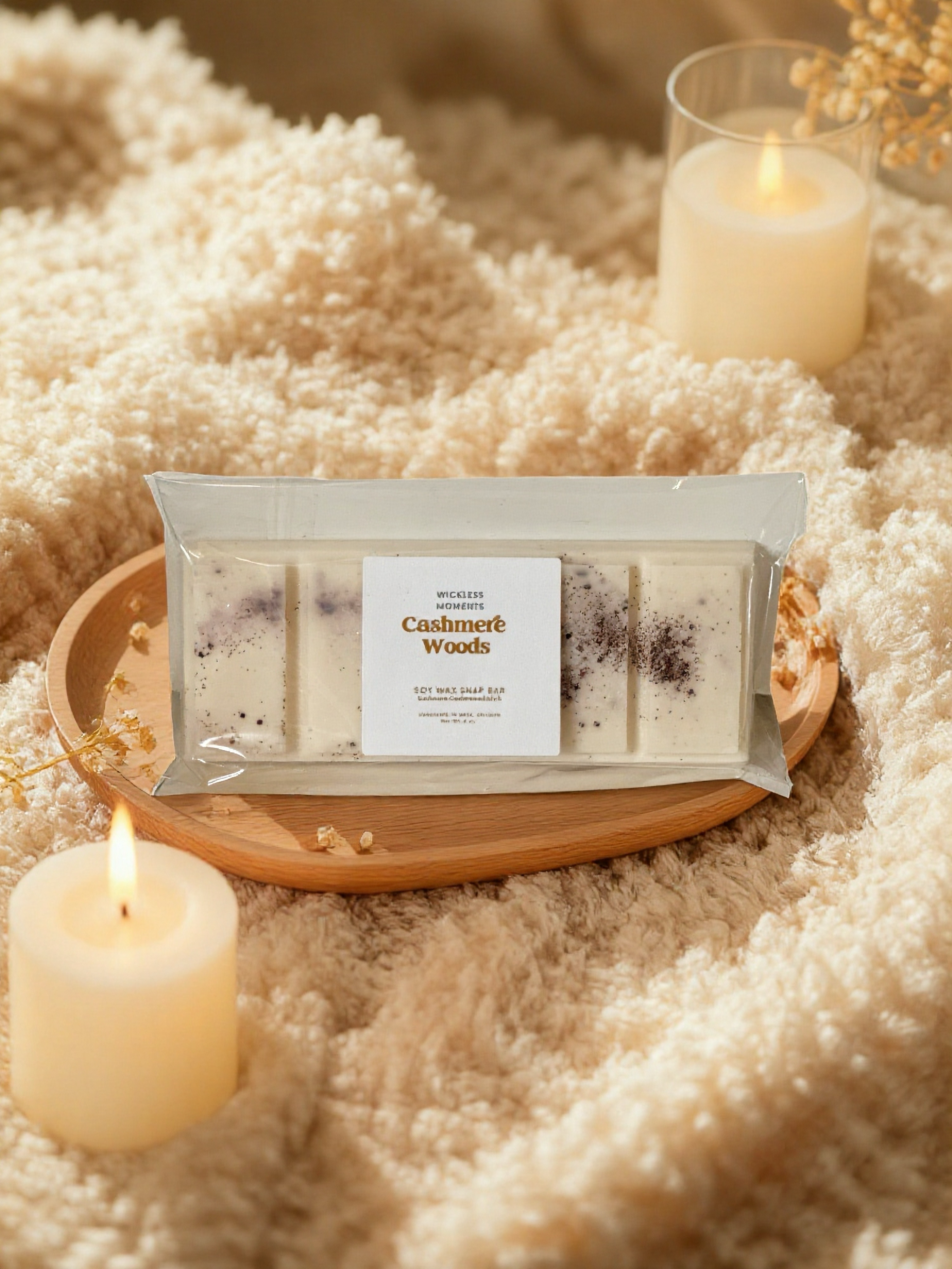Cashmere Woods Soy Wax Snap Bar– Warm Cozy Luxury Scent | Soft Vanilla Musk & Wood Home Fragrance