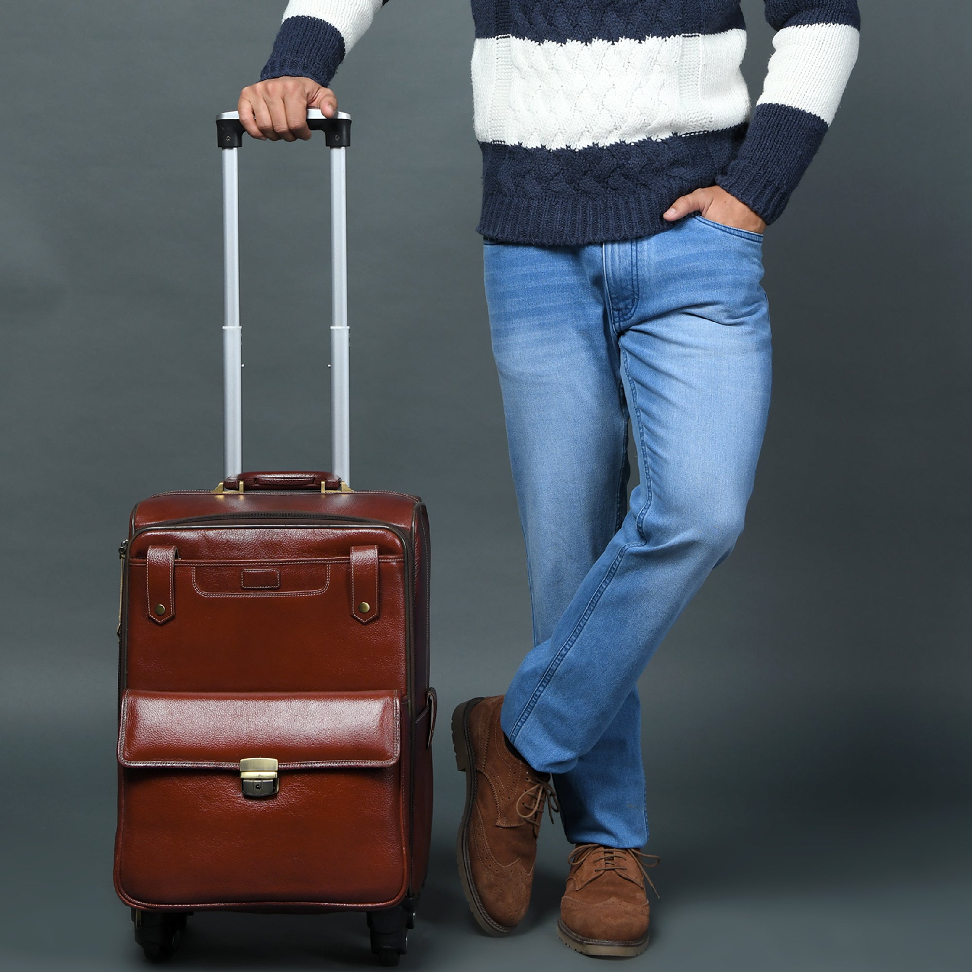 Buffalo Leather Carry-On Trolley