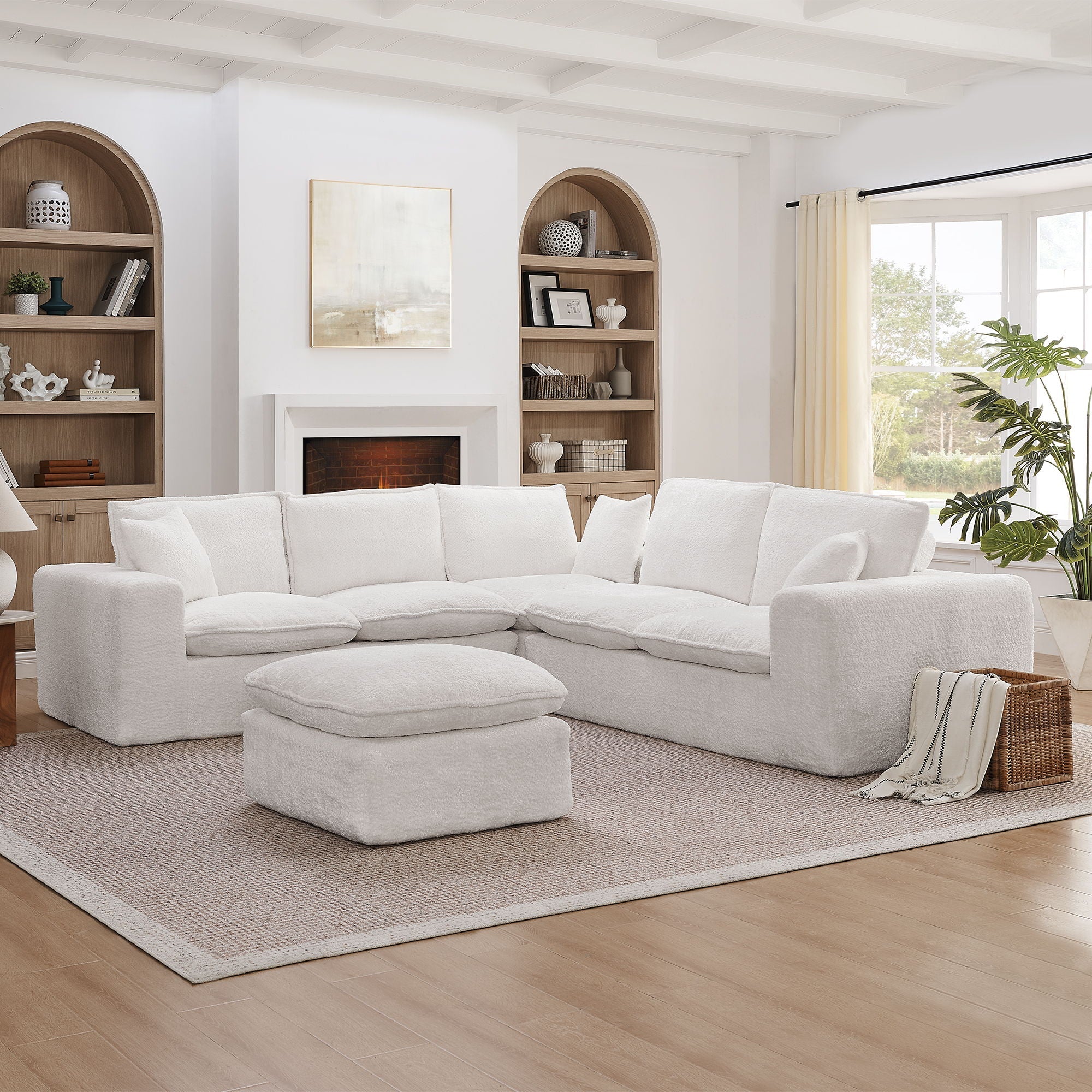 Cloud-Comfort Modular Sectional Sofa with Moveable Ottoman