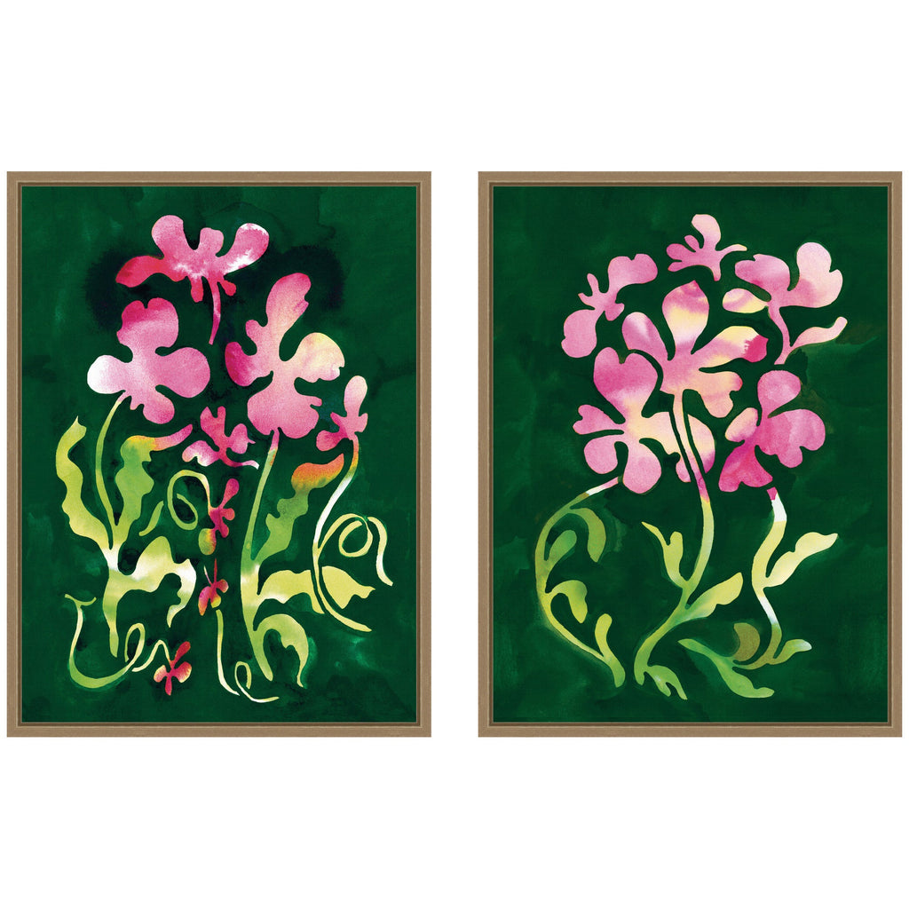 Twisting Blooms & Groovy Flowers 2 Piece Framed Canvas Wall Art Set by Lucia Gianello