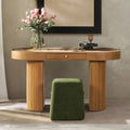 Jesse - Single Drawer Fluted Oval Console Desk - Honey Brown