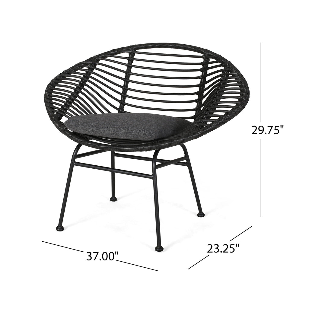 Cordella Outdoor Woven Wicker Chairs with Cushions, Set of 2