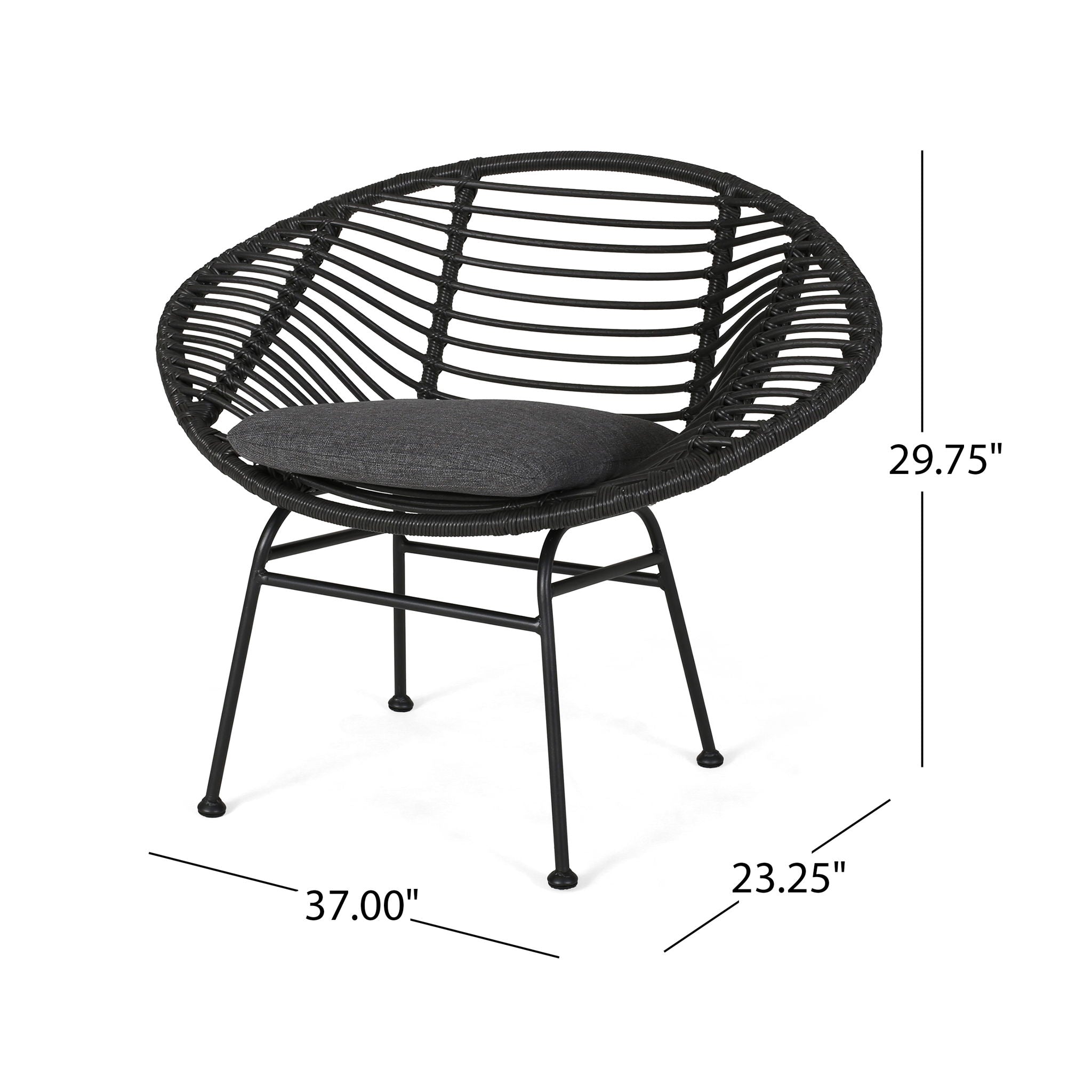 Cordella Outdoor Woven Wicker Chairs with Cushions, Set of 2
