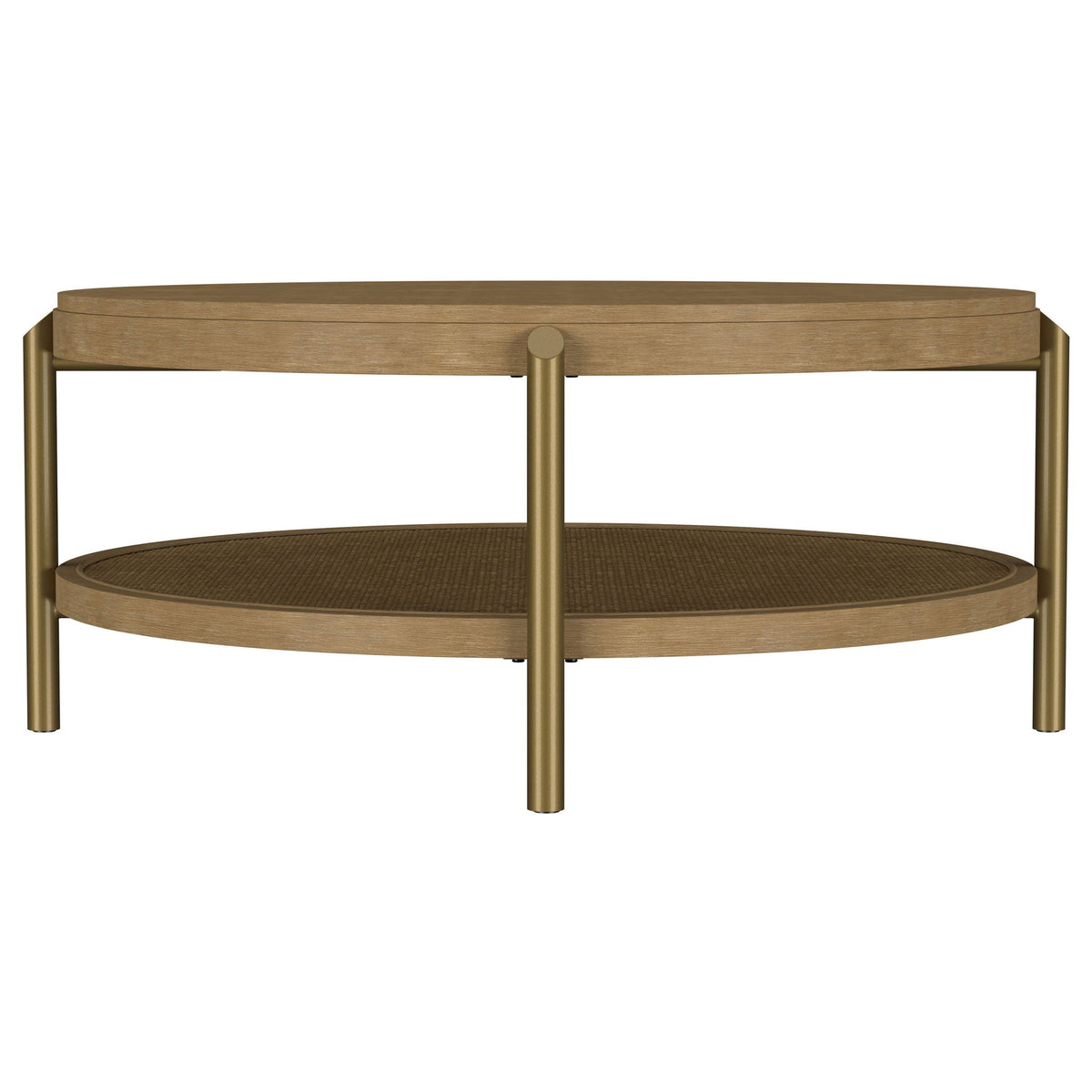 Arini Round Coffee Table With Storage Shelf Sand Wash