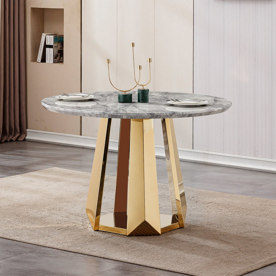 47" Round Marble Dining Table