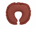 Red Beige Gingham Ruffle Nursing Pillow Cover