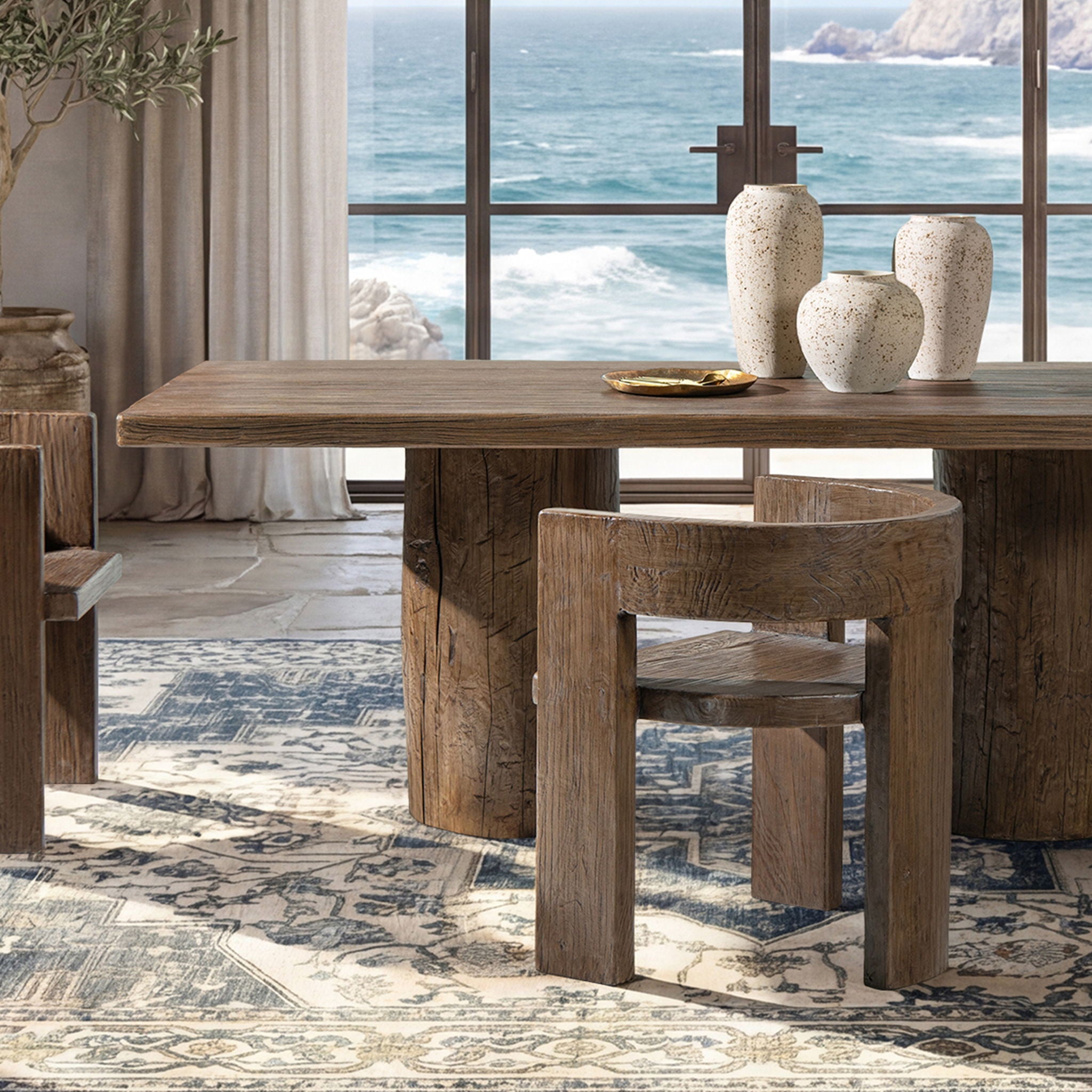 Soren Reclaimed Elm Curved Dining Chair