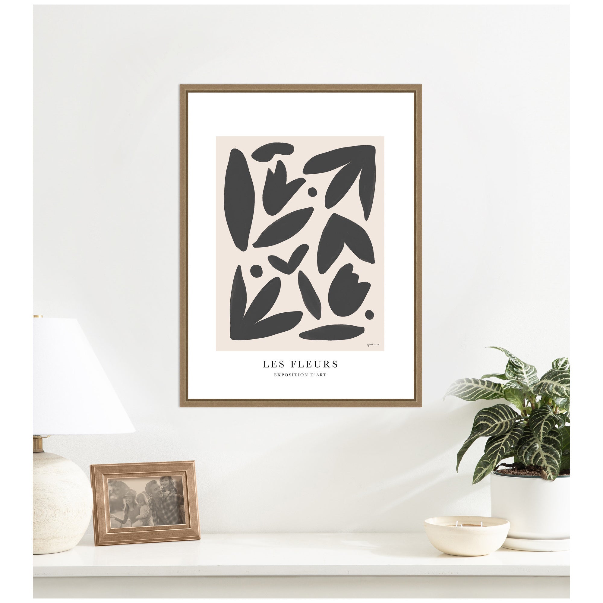 Exposition d Art Les Fleurs by Gabrielly Guedes Framed Canvas Wall Art Print
