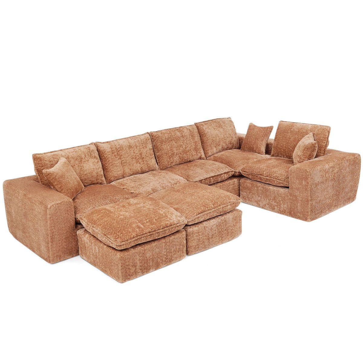 Cloud-Comfort Modular Sectional Sofa with Moveable Ottoman