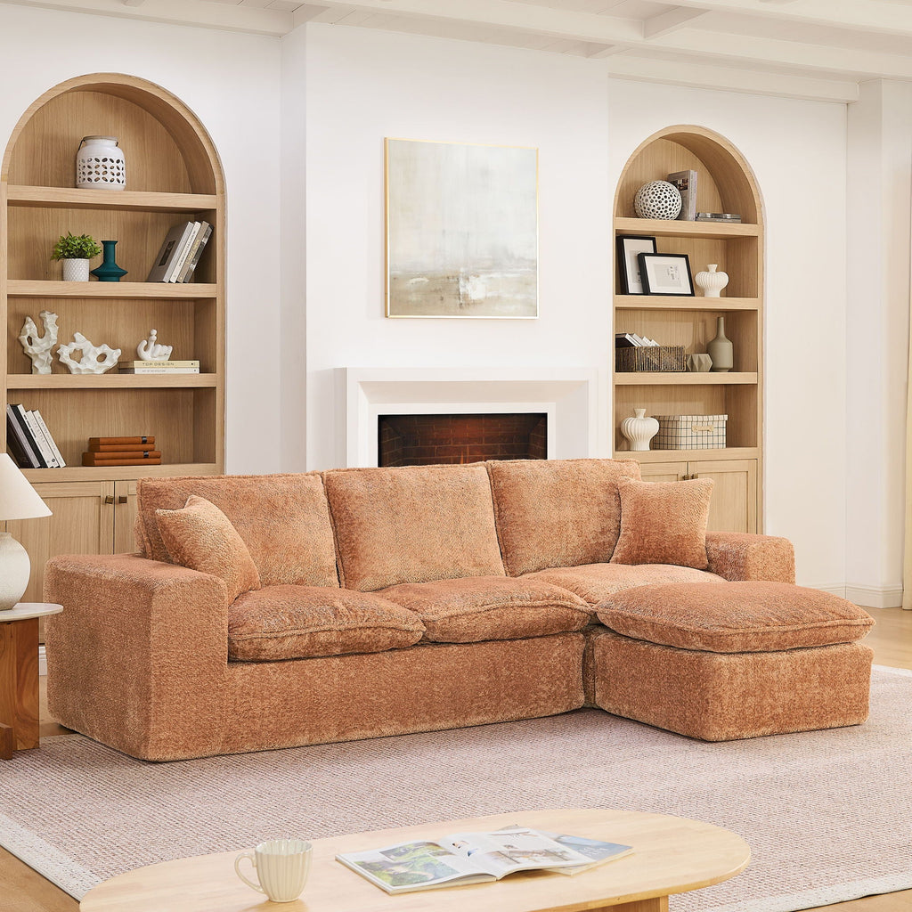 Cloud-Comfort Modular Sectional Sofa with Moveable Ottoman