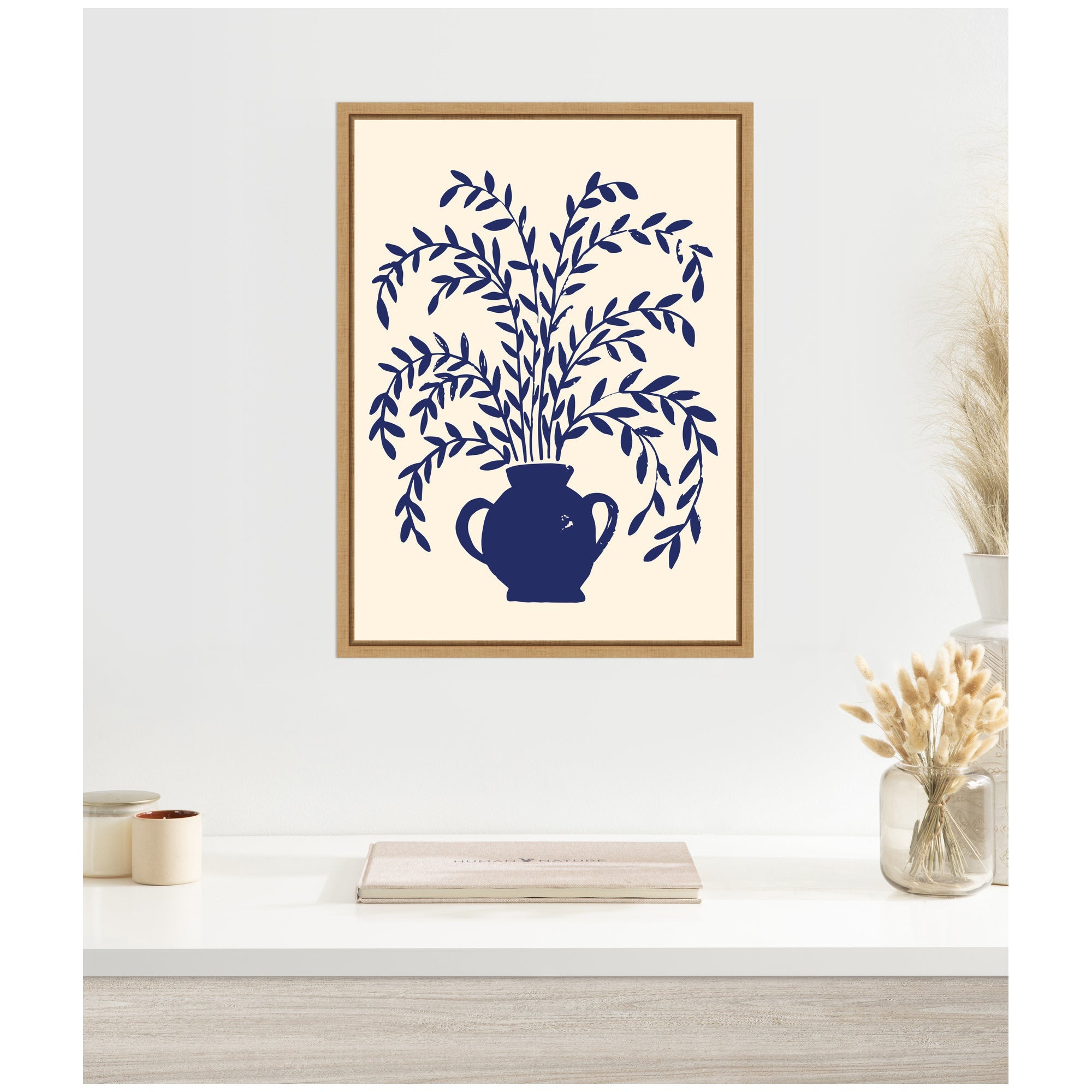 Blue Botanical Vase Aurelia 009 by Vicky Yorke Framed Canvas Wall Art Print