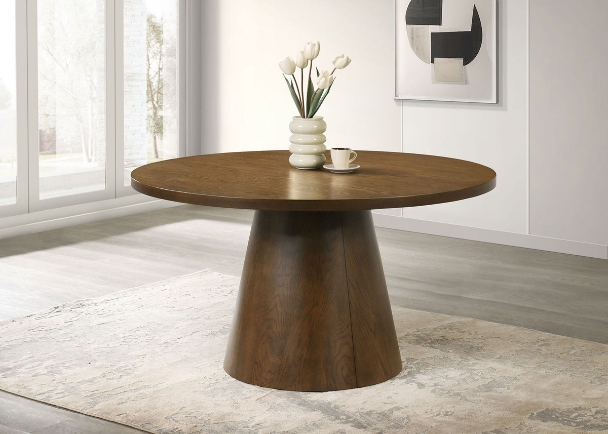 Franklin 54-inch Round Wood Pedestal Base Dining Table Dark Brown