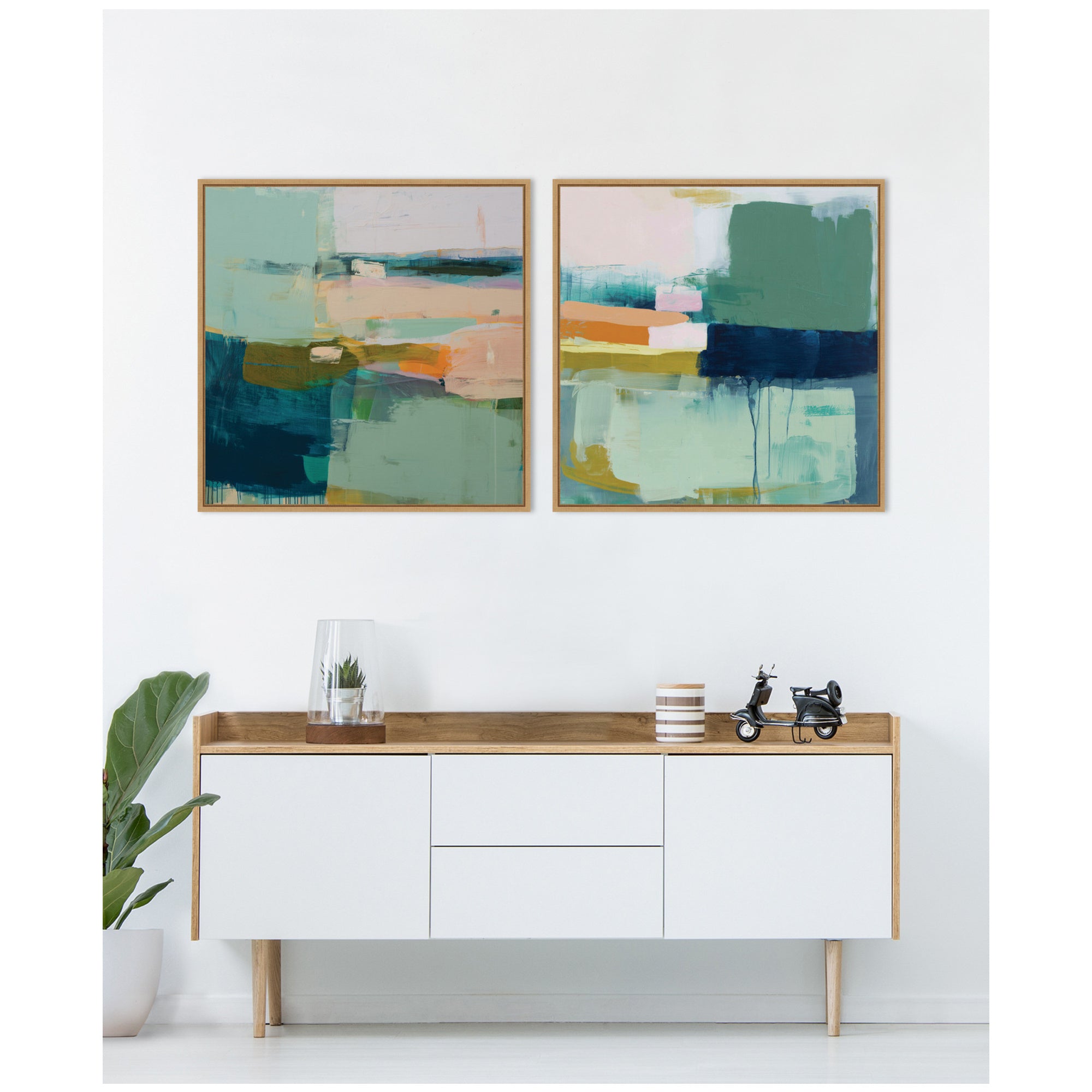 Color Block No. 1 & No. 2 2 Piece Framed Canvas Wall Art Set by Amy Lighthall