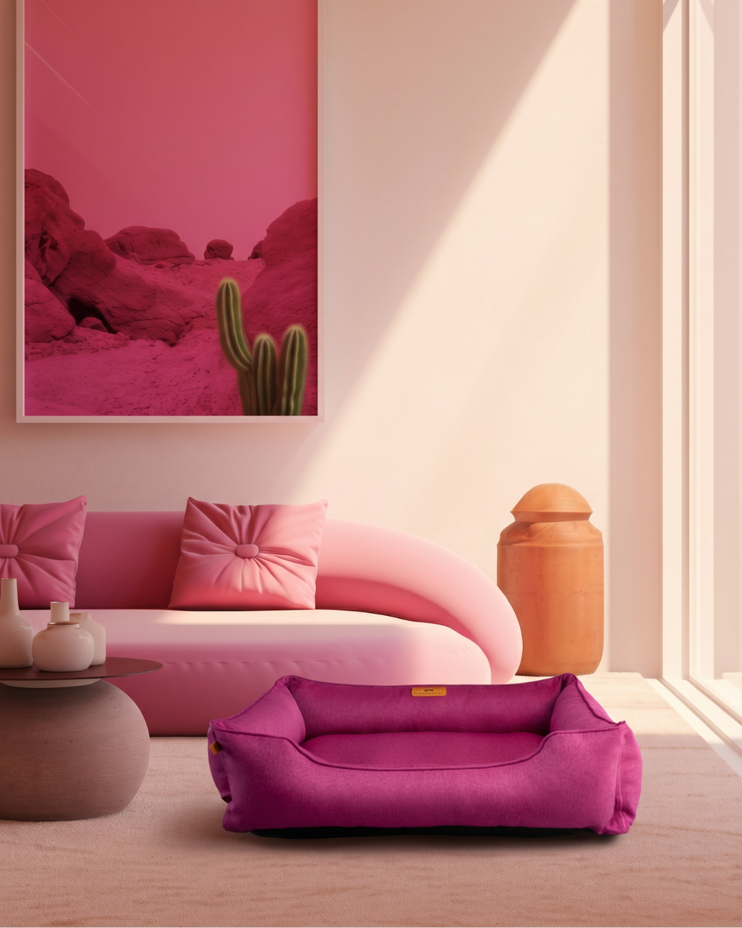 Chester & Lee Cotton Sleeper Dog Bed — Berry Pink