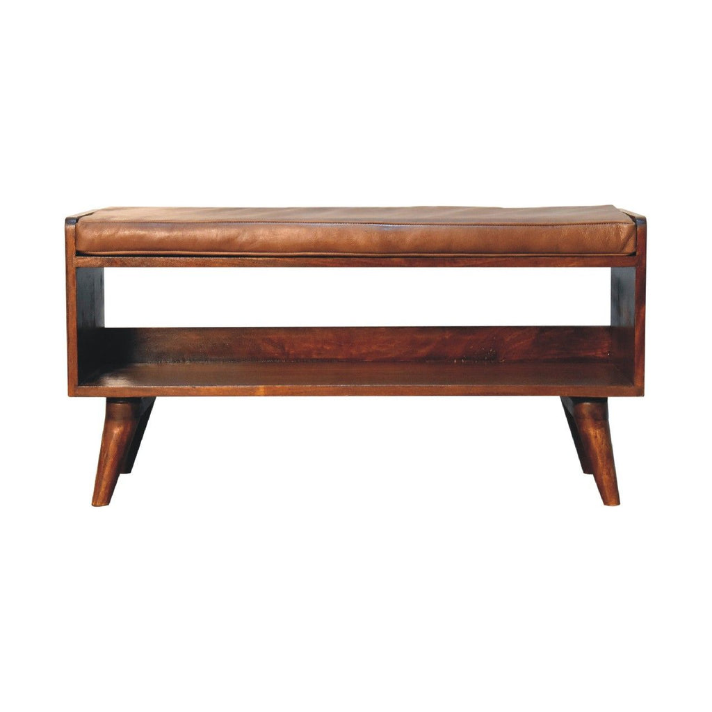 Mango Wood Upholstered Bench
