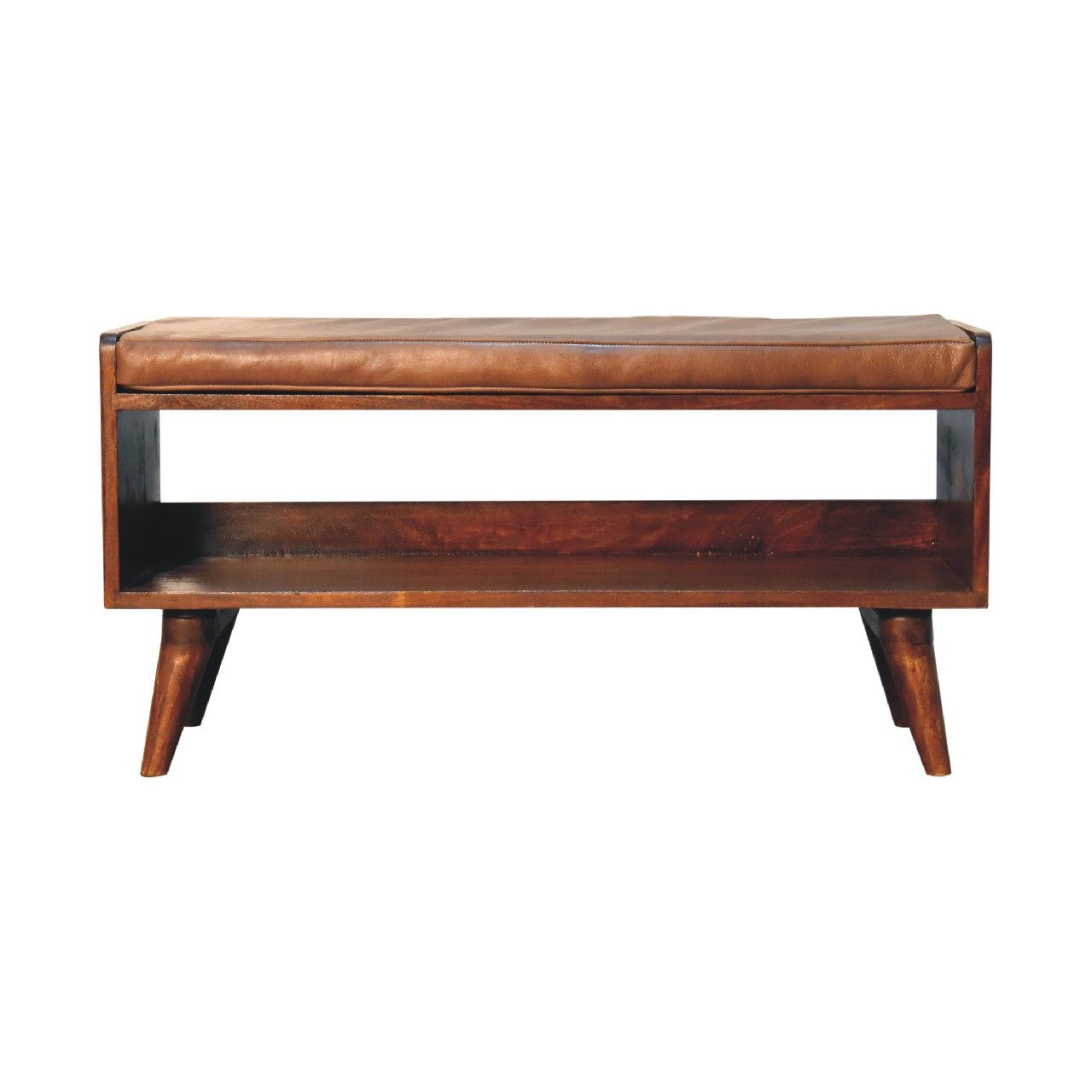 Mango Wood Upholstered Bench