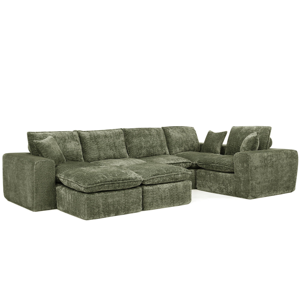 Cloud-Comfort Modular Sectional Sofa with Moveable Ottoman