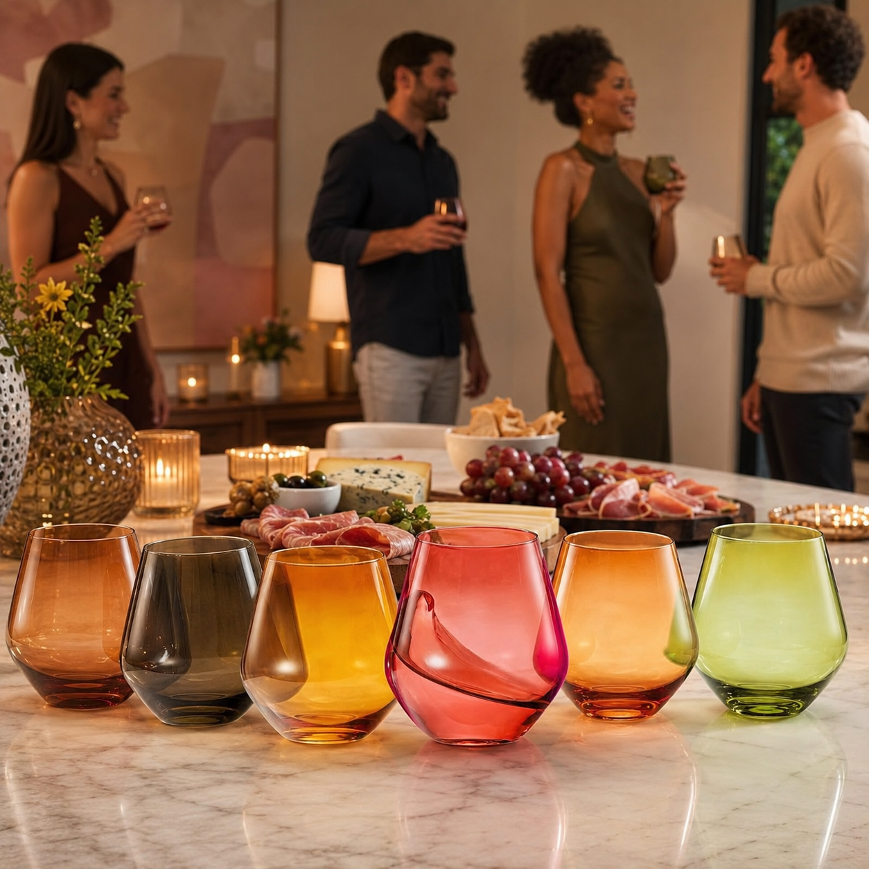 Fortuna Stemless Wine Glassware, Set of 6