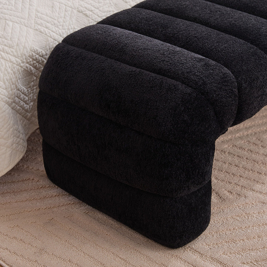 Channel-Tufted Upholstered Bed Bench