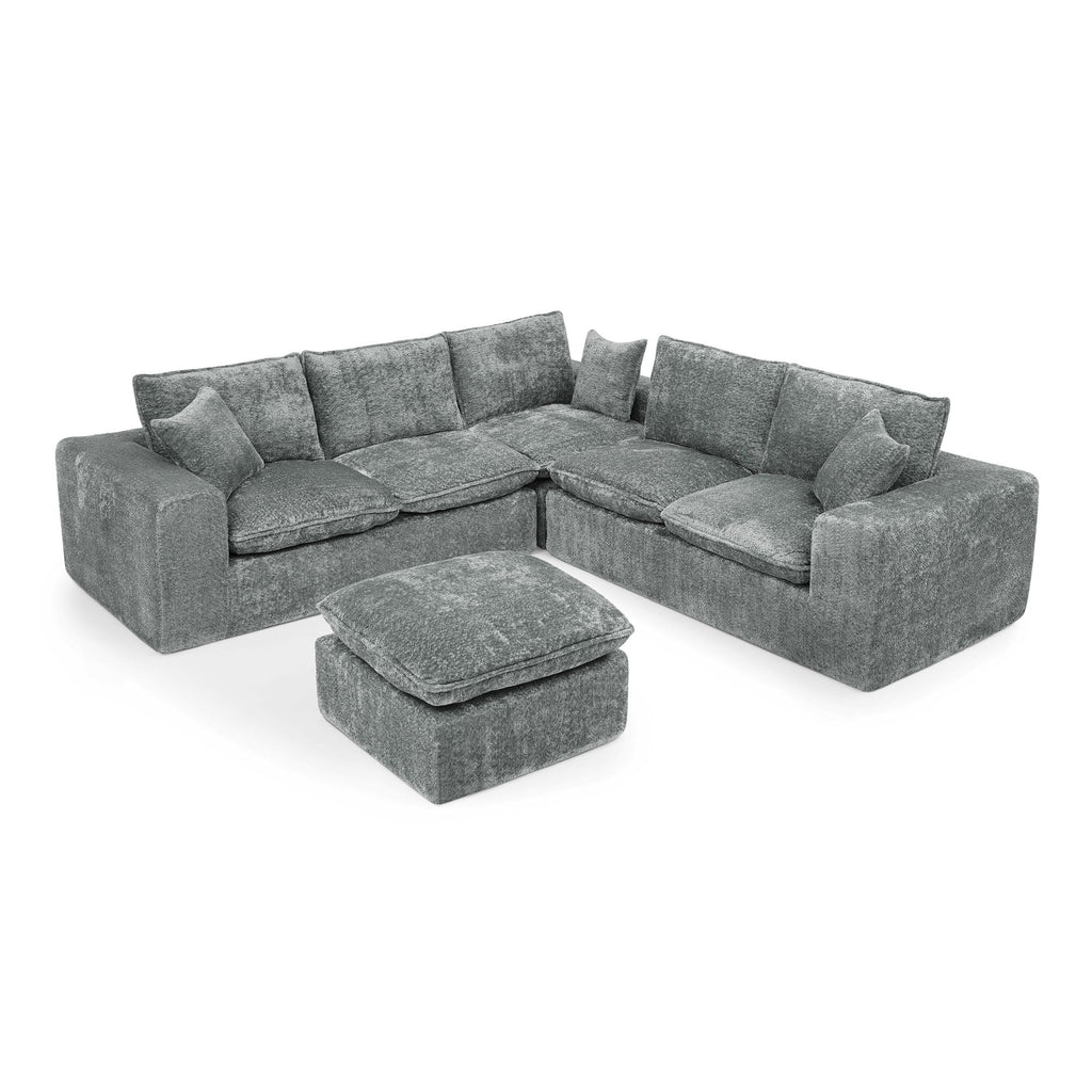 Cloud-Comfort Modular Sectional Sofa with Moveable Ottoman