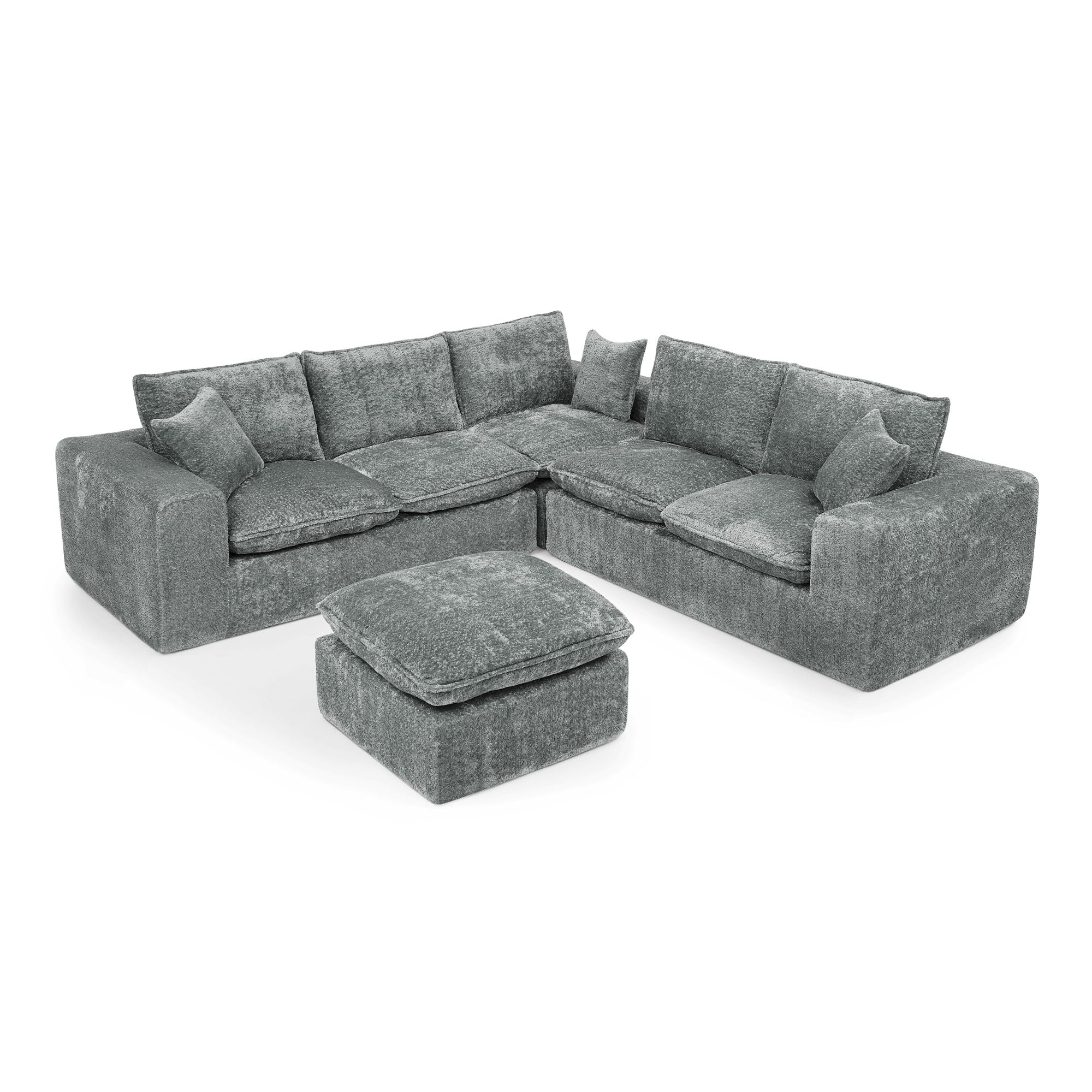 Cloud-Comfort Modular Sectional Sofa with Moveable Ottoman